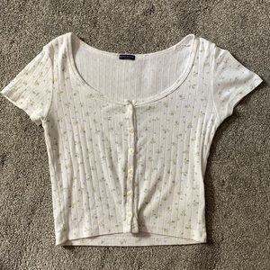 White Floral Brandy Melville Top